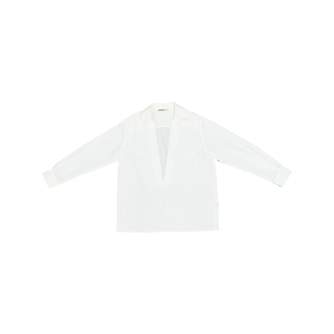 Clean-cut V-neck Shirt in White