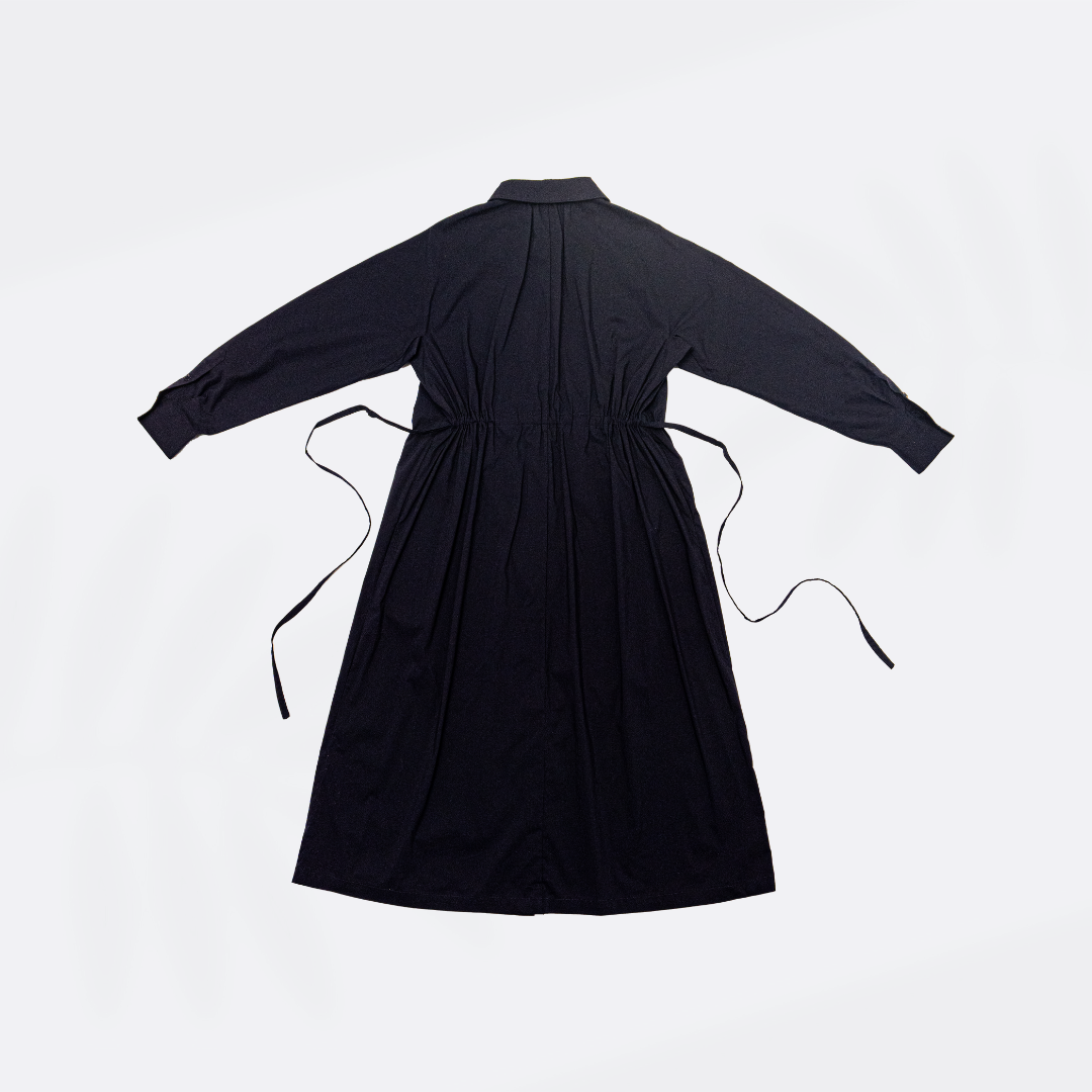 Multi-Wear Drawstring Shirt Dress in Navy