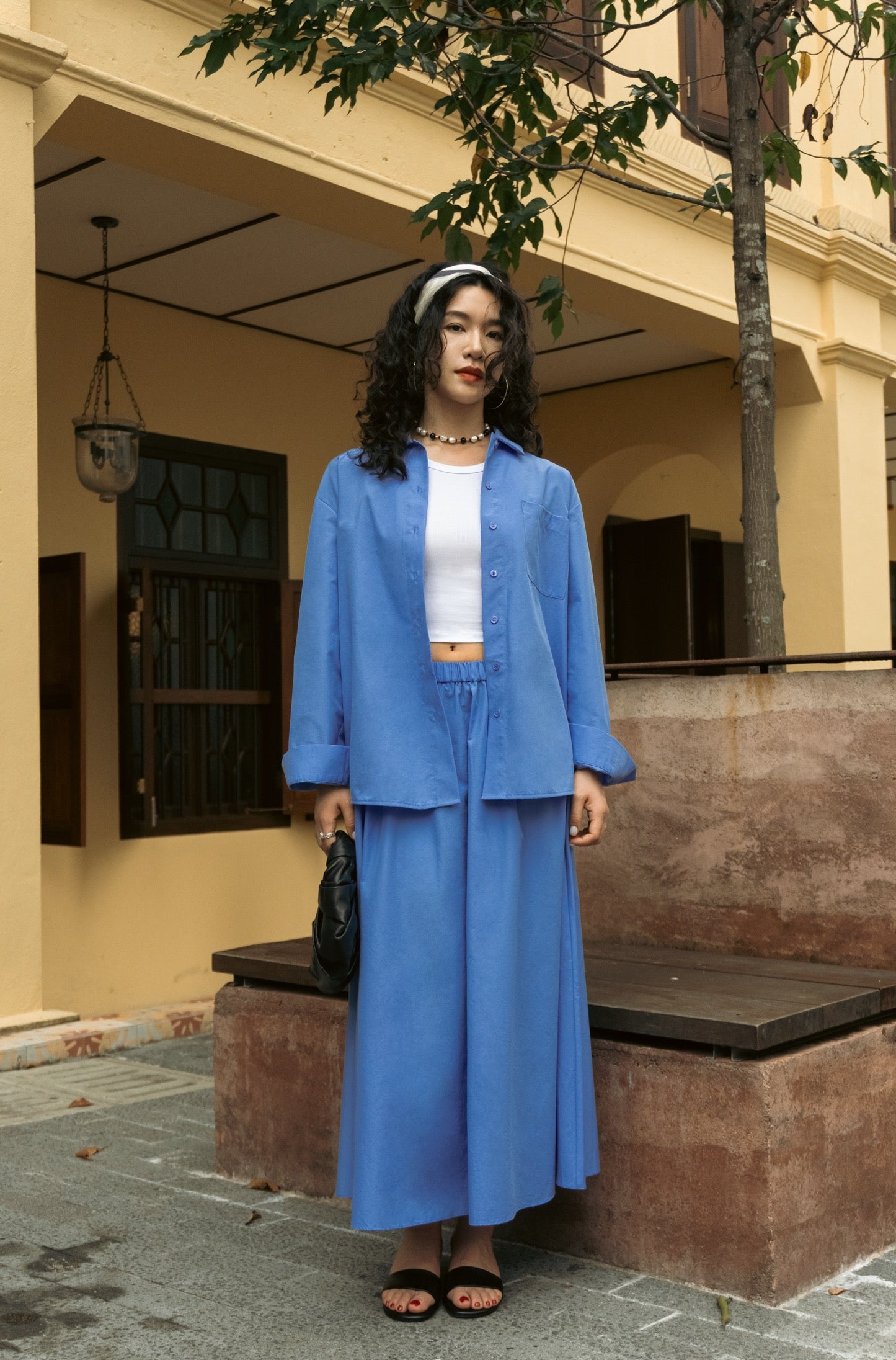 Off-Duty Azure A-Line Skirt in Blue