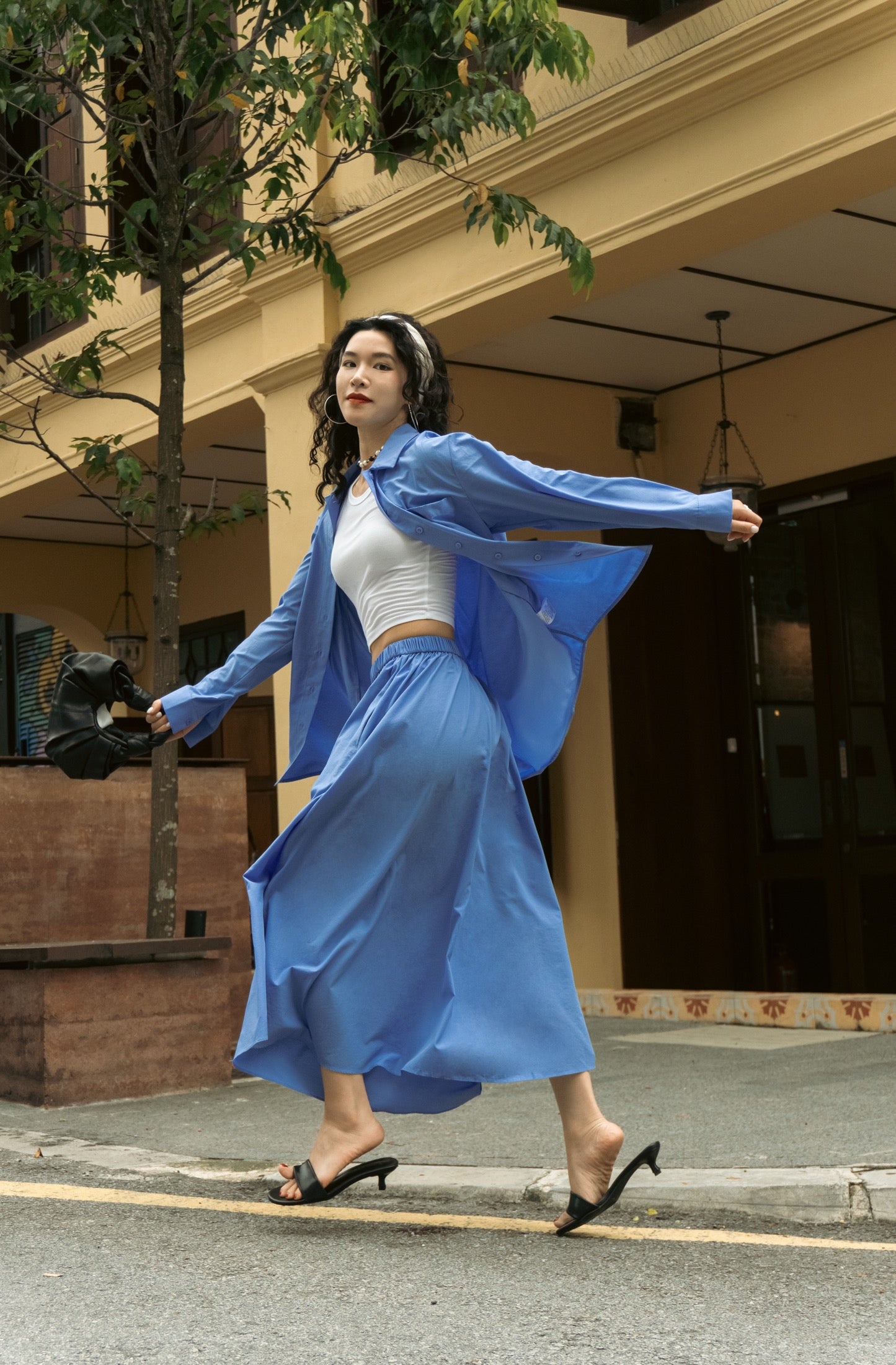 Off-Duty Azure A-Line Skirt in Blue
