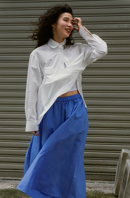 Off-Duty Azure A-Line Skirt in Blue