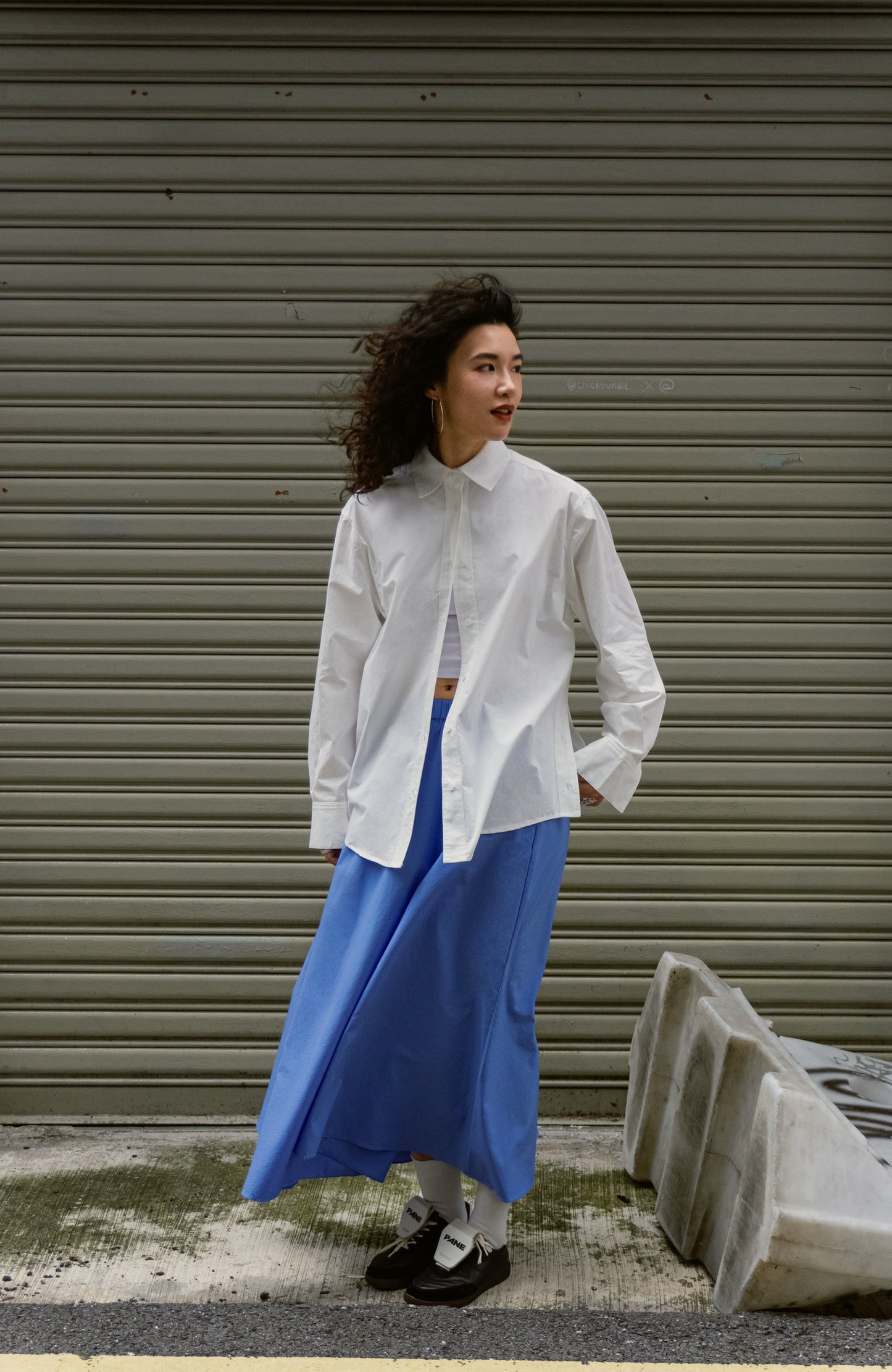 Side-Slit Oversized Shirt in White