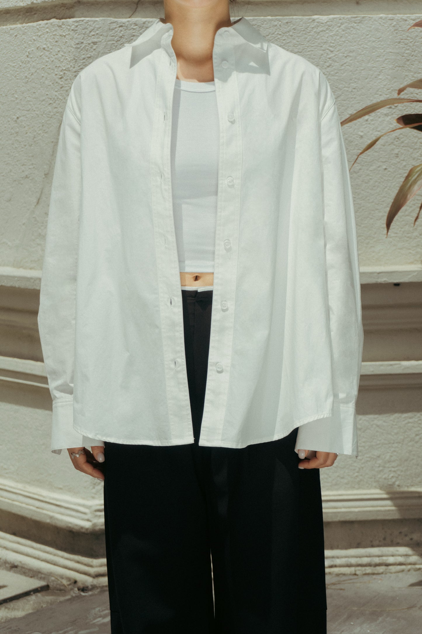 Side-Slit Oversized Shirt in White